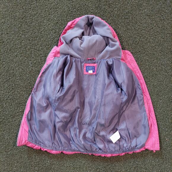 Simply Styled Puffer Coat Girls Large Pink Full Zipper Long Sleeve Hood - Picture 3 of 8
